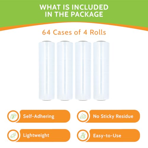 PSBM Stretch Wrap, 256 Rolls 12 Inch x 1500 Feet 80 Gauge Heavy Duty up to 800% Ultimate Stretch Clear Plastic Wrap Industrial Strength Shrink Film for Moving, Packing & Shipping - size: 256 Pack, style: 80 Gauge