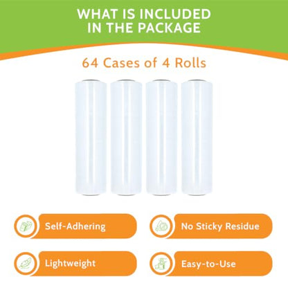 PSBM Stretch Wrap, 256 Rolls 12 Inch x 1500 Feet 80 Gauge Heavy Duty up to 800% Ultimate Stretch Clear Plastic Wrap Industrial Strength Shrink Film for Moving, Packing & Shipping - size: 256 Pack, style: 80 Gauge