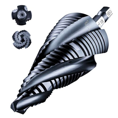 toolant M35 Cobalt Step Drill Bit, 1/4"-1-1/8", TiAlN, 1/4" Hex Shank - size: 1/4" - 1-1/8"