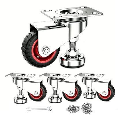 4" Leveling Plate Caster Wheels,Set of 4 Heavy Duty,1800Lbs Capacity - size: 4IN