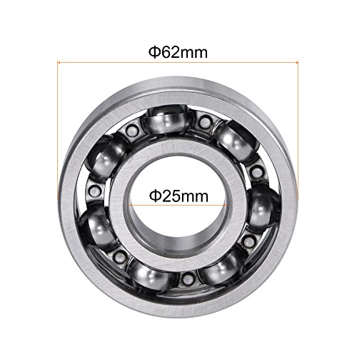 uxcell 6305 Deep Groove Ball Bearings 25mm Bore 62mm OD 17mm Thick C3 Clearance Open Type Chrome Steel - size: 25x62x17mm
