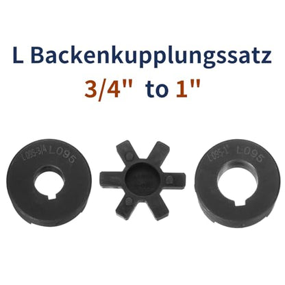 uxcell 3/4" to 1" L095 Flexible 3-Piece L-Jaw Coupling Coupler Set & Buna-N NBR Rubber Spider for Log Splitter Hybrid Equipment - size: 3/4 " to 1"