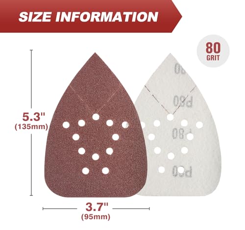 S SATC Mouse Sander Sandpaper 50PCS Mouse Sanding Pads 12 Holes Hook and Loop Sandpaper 80 Grit Detail Palm Sand Paper - style: 50 PCS 12 Hole 80 Grit