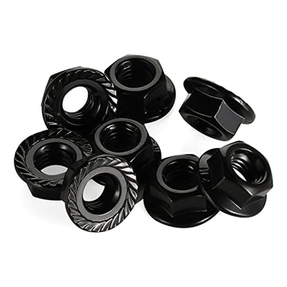 8-32 Serrated Flange Hex Lock Nuts, Stainless Steel 18-8 (304), Black Oxide, 50 PCS - color: Black, size: 8-32