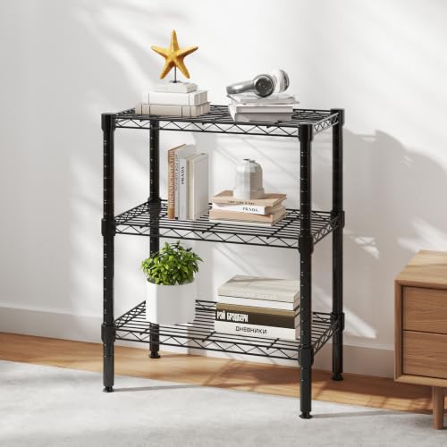 DUMOS 3-Tier Metal Storage Shelves, Wire Shelving, Storage Rack, 23.31" W - color: 3 Tiers-30.2"h, size: Type 1 without wheels