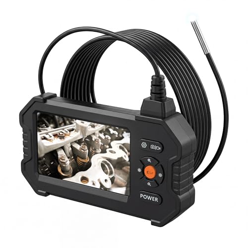 3.9mm Industrial Endoscope, 720P Borescope Inspection Camera with 4.3" Screen, 11.5FT Semi-Rigid Cable, 32GB Card, IP67 Waterproof Snake Cameras with Lights for Automotive, Plumbing - size: 3.9mm Single Lens