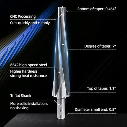 7 Degree Ball Joint Tapered Reamer Tie Rod for 1-1/2 inch Per Foot Tapered Ball Joint Reamer Made of 6542 High-Speed Tool Steel, Reamer Drill Bit Universal Reamer Tool Pipe Reamer - size: 7 Degree