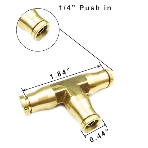 Push to Connect Fittings 1/4" Tube OD Tee Union DOT Air Fittings Air Brake Line Fittings, Air Hose Fittings for Air System, 5pcs - color: DOT Air Fittings Tee, size: 1/4 Inch