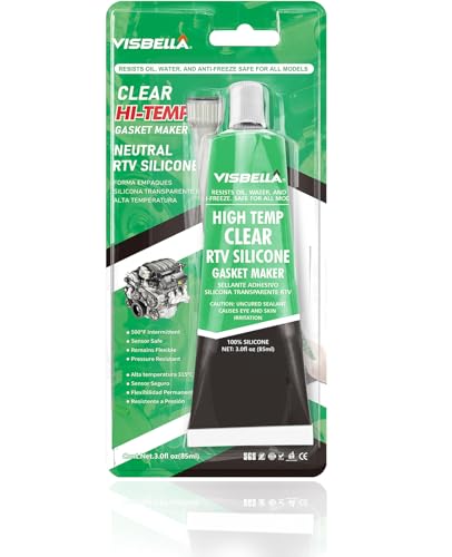 Visbella High Temperature RTV Silicone Gasket Maker, Sealed Oil Resistant Waterproof Quick Dry Liquid for Bonding Internal Combustion, Steam Turbines, Automotive Engine Parts 3.7OZ (Clear) - color: Clear