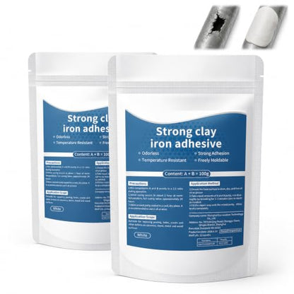 Strong Clay Iron Adhesive, High-Strength Multi-Purpose Repair Clay, High-Strength Multi-Purpose Repair Putty, All Purpose Pool Clays for Bonding Plastic Metal Ceramic Wood Tile Glass (2 PCS) - color: Gray
