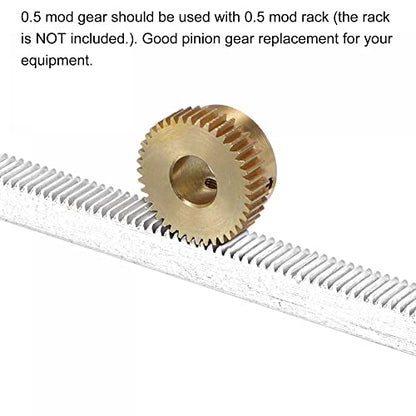 uxcell Pinion Gear Set, Brass Motor Rack Straight Spur Gear with Step, 0.5 Mod 40T 8mm Bore 21mm Outer Dia, M3 Set Screws Included