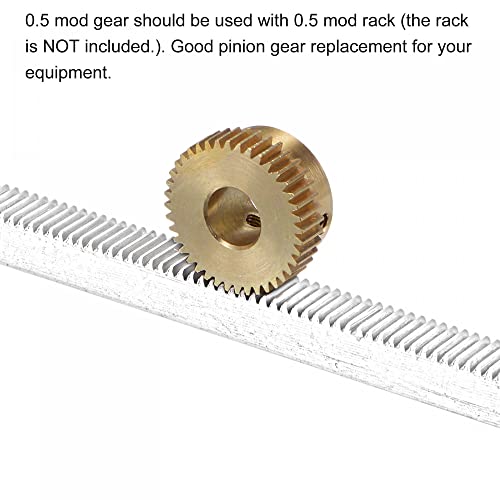 uxcell Pinion Gear Set, Brass Motor Rack Straight Spur Gear with Step, 0.5 Mod 40T 6.35mm Bore 21mm Outer Dia, M3 Set Screws Included