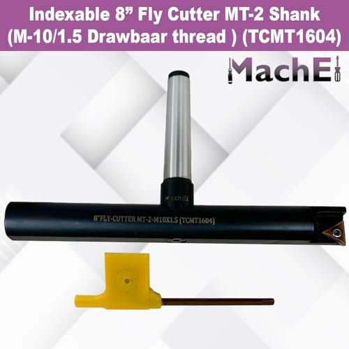 MachEl New Balanced Design 8″ Fly Cutter Indexable Type with MT-2 Shank (M-10/1.5 Drawbar Thread) Single Insert Face Milling Cutter TCMT1604 Insert Included Torx Screw & Star Key Included - size: 8" Fly Cutter MT-2 Shank (M-10/1.5)