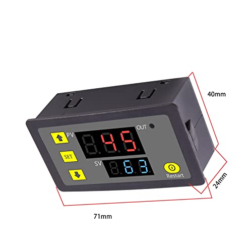 2Pcs DC 24V 20A Relay Module with Dual LED Digital Display Programmable Cycle Timer Switch ON-Off Control - color: DC 24V