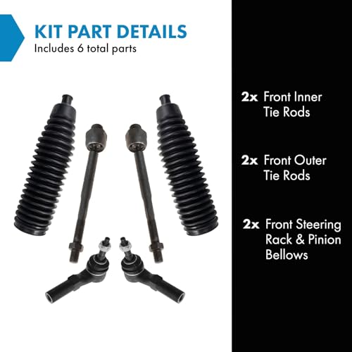 TRQ Front Driver & Passenger Side Inner & Outer Steering Kit Steering Rack - style: PSA32080