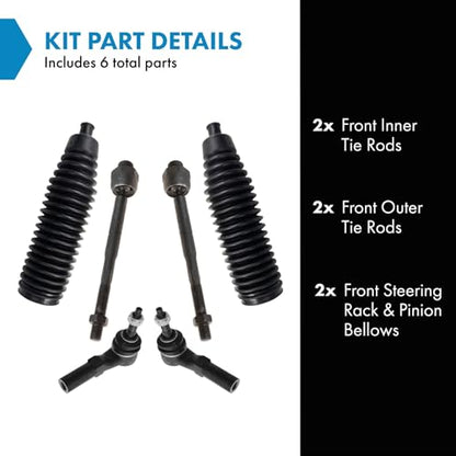 TRQ Front Driver & Passenger Side Inner & Outer Steering Kit Steering Rack - style: PSA32080