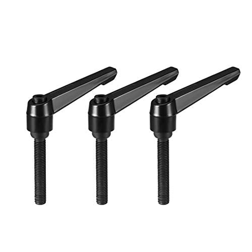uxcell M10 x 50mm Handle Adjustable Clamping Lever Thread Push Button Ratchet Male Threaded Stud Knobs Rotating Screw Handles Bolts with Locking Lever Black 3pcs - size: M10 x 50mm