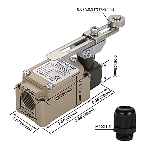 BAOMAIN WLCA12-2-Q Adjustable Roller Lever Limit Switch 1NO1NC 10A 380VAC