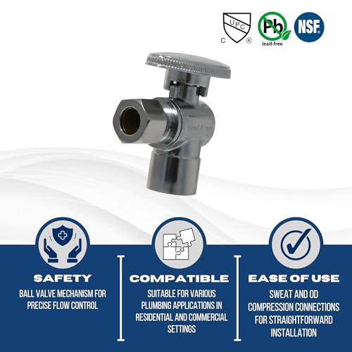 5 Pack XFITTING 3/8" OD Compression x 1/2" Sweat Angle Valve - size: .5" Sweat x .375" Angle