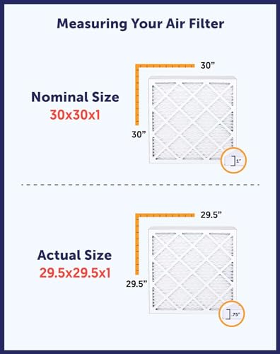 Filter King 4x4.5x1 Air Filter MERV 8, AC Furnace Filters (4-Pack) - size: 4x4.5x1