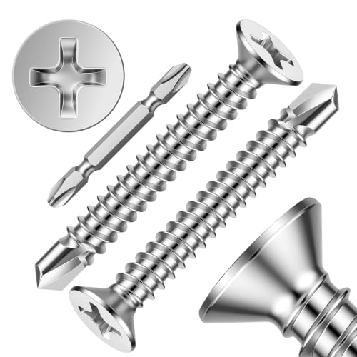 Mellewell #8 x 1-1/2" Flat Head Sheet Metal Screws, 100 PCS - color: Silver, size: #8 x 1-1/2"