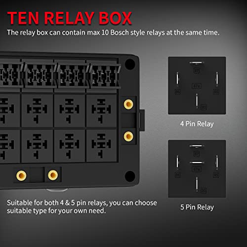 DAIERTEK Fuse Relay Box 12V Automotive 10 Slots Relay Holder 15 Slots ATC/ATO Fuse Holder Universal Fuse and Relay Box Block for Automotive Truck Marine Boat - color: Relay Box