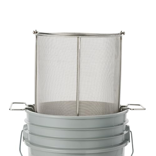 Dip N’ Drain – Stainless Steel Part Cleaning Strainer Basket for 5-Gallon Buckets (Bucket Included) | 1/32″ Mesh, Swing Handle, Perfect for Mechanics, Auto Parts, Garage, Shop & Home Workshop Cleaning - size: 5 Gal. 1/32" Mesh - Bucket