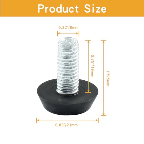 8 Pcs Furniture Levelers M8 x 20mm, Adjuster Mini Feet - size: M8 x 20mm