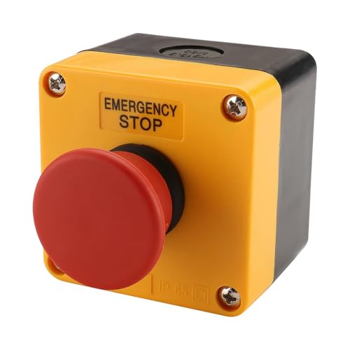 BAOMAIN Red Mushroom Momentary Push Switch 1NO 1NC with Weatherproof Box