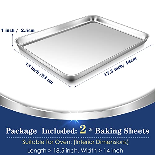 P&P CHEF Baking Sheet Pan, Stainless Steel Cookie Sheet, 17.3 Inch & 2 Pcs - size: 17.3 Inch