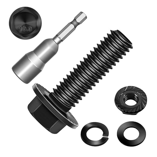 (10Sets) M8 Bolt x 25mm Flanged Hex Head Bolts, External Flange Hex Drive M8 Screws, Class 10.9 Black Zinc Plated Alloy Steel Metric M8x1.25 Bolts Kit - color: Black-M8, size: 25mm