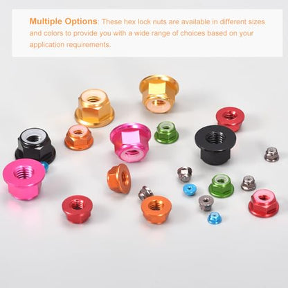 uxcell Nylon Insert Hex Lock Nuts, 10pcs - M2.5 x 0.45mm Aluminum Alloy Self-Locking Nut, Anodizing Flange Lock Nut for Fasteners(Pink) - size: M2.5 x 0.45mm