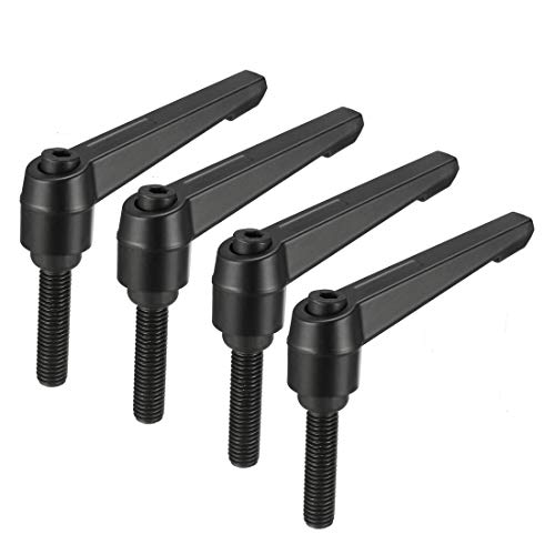 uxcell M10 x 40mm Handle Adjustable Clamping Lever Thread Push Button Ratchet Male Threaded Stud Knobs Locking Rotating Screw Handles Quick Release Bolt Black 4pcs - size: M10 x 40mm