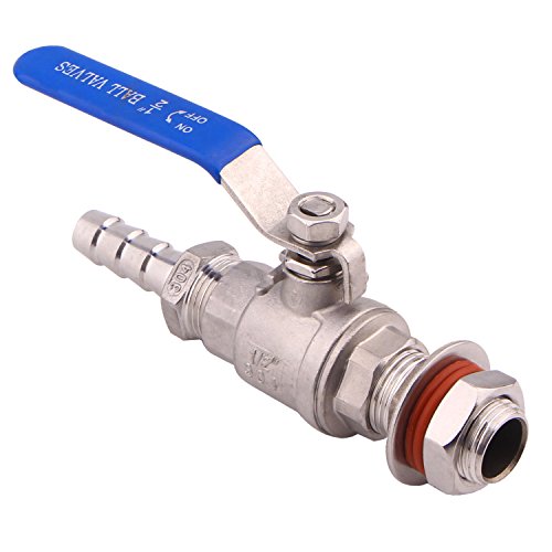 DERNORD 2 Packs 1/2 Inch Weldless Ball Valve Stainless Steel 304 Bulkhead For Home Brew Kettle (1/2" NPT to 1/2" Barb Hose) - size: 1/2" NPT to 1/2" Barb Hose, style: Pack of 2