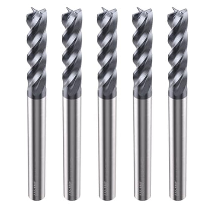 LU&MN Tungsten Carbide Square End Mills, 4 Flute, 1/8", 5 PCS - size: 1/8 in