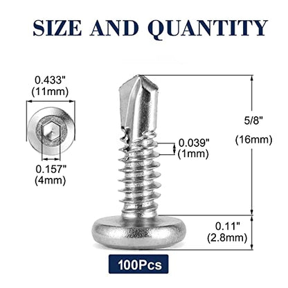 #12 x 5/8" Sheet Metal Screws 100Pcs 410 Stainless Steel Flat Head Socket Cap Screws, Tek Screws Allen Socket Drive Screws Fast Self Tapping Screws by SG TZH - size: #12 x 5/8"