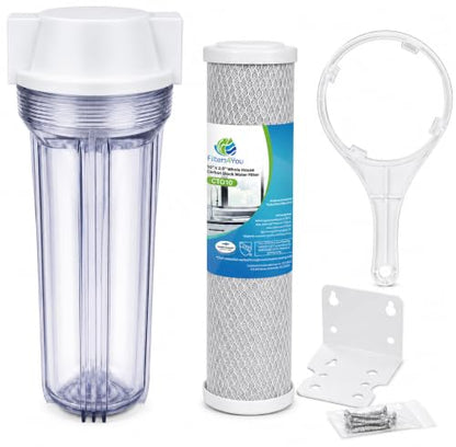 CFS Water Filter Housing Kit, 10 x 2.5 in, 1/4 in NPT, Carbon Block - size: 10 x 2.5 in, 1/4 in NPT