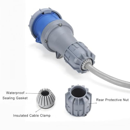 1Set 125A 3Pin Male+Female Connector,(Compatible with 100amp),Industrial Waterproof Receptacle, IP67 Industrial Plug&Socket,Cable Coupling Connector,IEC60309 220V-250V 2P+E 6H - style: 3Pin Connector Set