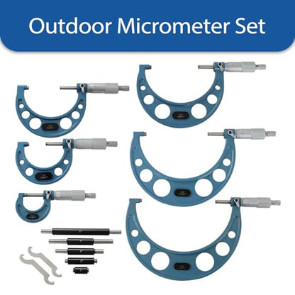 WFLNHB 6 Pcs 0-6" Outside Micrometer 0.0001" Carbide Standards Micrometers for Accuracy Measurement Work - size: 0-6 inch