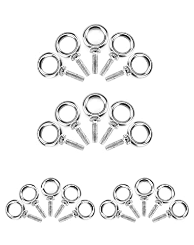 QWORK 3/8"-16 x 1 Machinery Eye Bolts – 20 Pack 316 Stainless Steel Threaded Rings for Mounting, Securing & Rigging - color: 20 Pack, size: 3/8"-16 x 1"