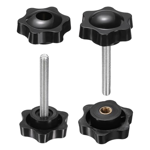 HARFINGTON Star Knobs M6 x 45mm Male + M6 Female Thread 38mm Head 2 Set - size: M6 x 45mm + M6 x 38mm