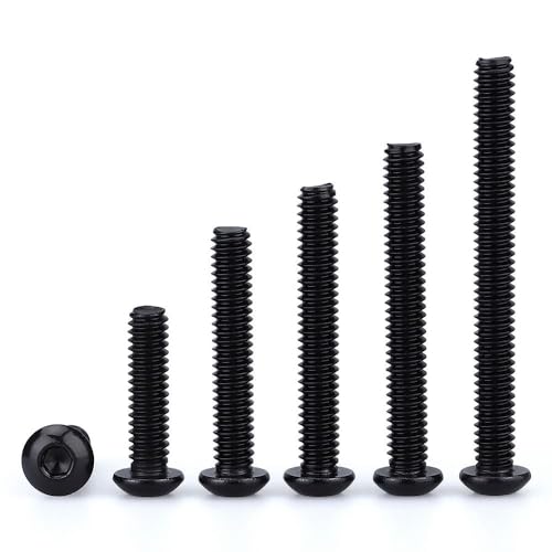 1/4-20 x 1/2" (20 Pack) Button Head Socket Cap Screws Bolts, Stainless Steel 304 (18-8), Allen Hex Drive, Coarse Thread, Fully Threaded, Black Coated - size: 1/4-20 x 1/2"