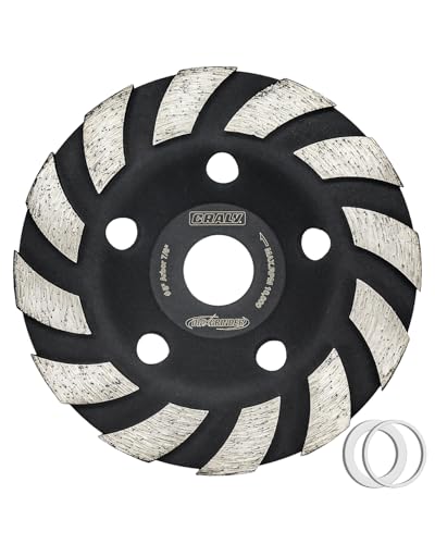 CRALY 5 Inch Concrete Grinding Wheel for Angle Grinder, 7/8 in Arbor Turbo Diamond Cup Grinding Wheel for Marble, Stone, Granite, Masonry, Cement Surface Polishing, Cleaning & Removal - style: 5'', 7/8' Arbor