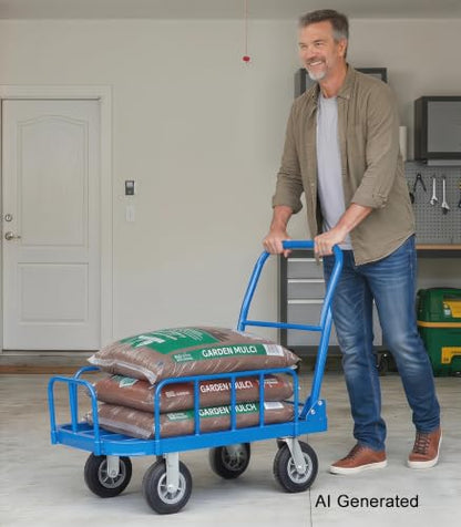 Heavy Duty Folding Platform Cart 600LBS Utility Hand Truck with Guardrails