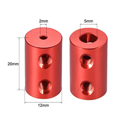 uxcell 2mm to 5mm Bore Rigid Coupling Set Screw L20XD12 Aluminum Alloy,Shaft Coupler Connector for RC Airplane Boat, Motor Accessories,Red,2pcs - size: 2mm to 5mm