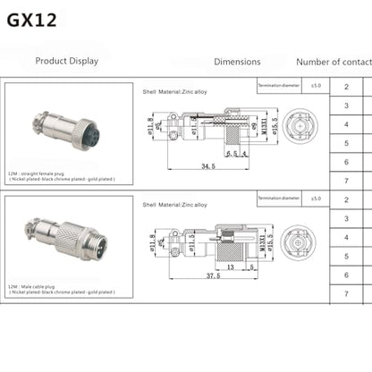 3.28 ft GX12 7 Pin Double Female Cable, GX12 7Pins Double Female Head Aviation Cordset Electrical Connector Panel Mount Circular Metal Adapter Cordset for Ships 5A 125V 24AWG (1meter) - size: GX12 7Pin