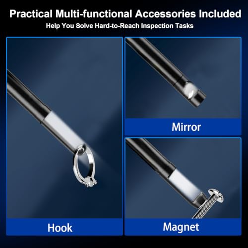 Dual Lens Endoscope Camera with Light, 5" IPS Screen 1080P HD Borescope