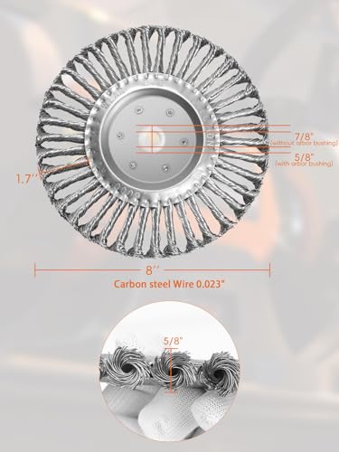 8in Bench Wire Wheel Brush | Knotted Steel Wire 0.023" with 5/8" 7/8" Arbors for Bench Grinder Twisted Carbon Steel Wheel - 1pcs - style: 8in 1pcs
