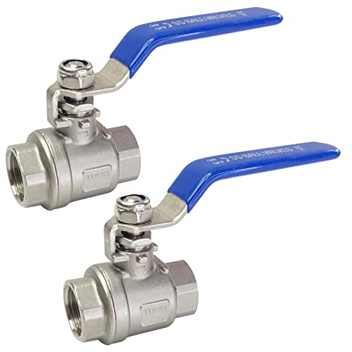 2PCS 1/2" Full Port NPT Female Thread Ball Valve 316 Stainless Steel for Water, Oil, and Gas WOG1000 - size: 2-pack x 1/2 Inch