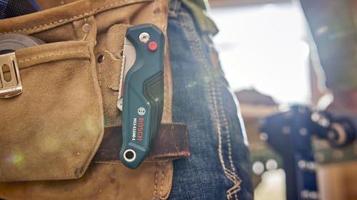 BOSCH H11-11100-1 Folding Utility Knife | Compact, Portable, and Durable with Integrated Blade Storage, Thumb Rest, and Includes Belt Clip, Strap Cutter, 3 Blades (Pack of 2) - size: 682 in (Pack of 2), style: Industrial